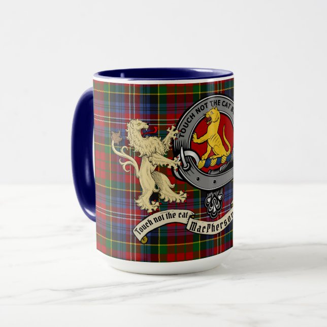 Personligen MacPherson/McPherson Badge & Tartan Mugg (Framsida vänster)