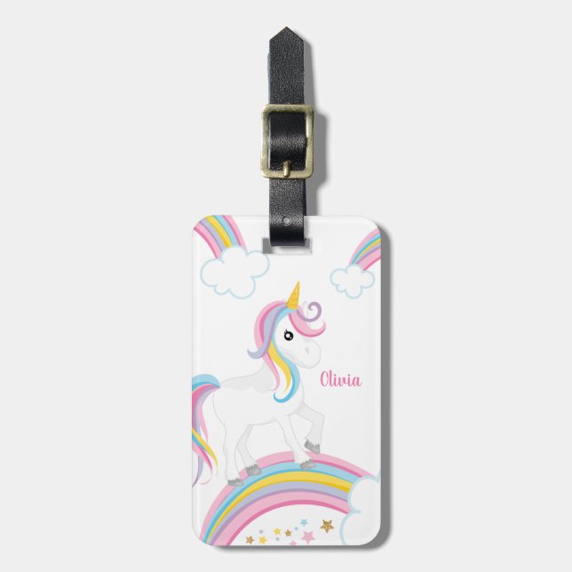 Personligen Magic Rainbow Unicorn Bagagebricka (Vertikal Framsida)