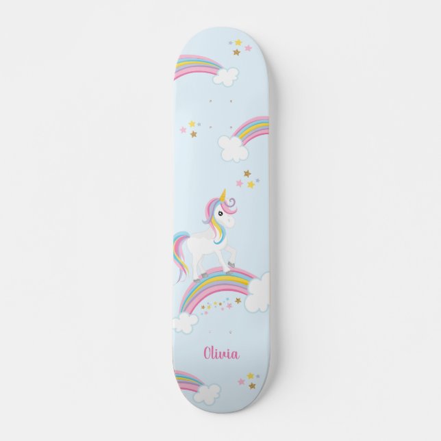 Personligen Magic Rainbow Unicorn Mini Skateboard Bräda 18,5 Cm (Framsida)