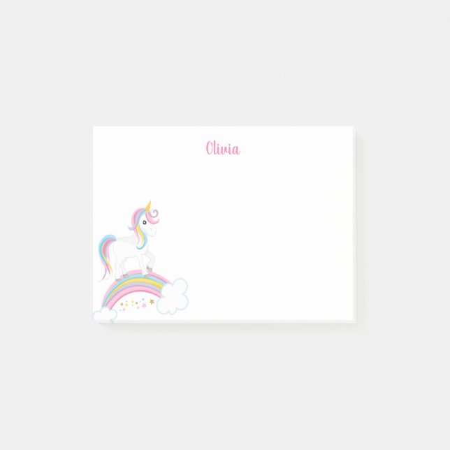 Personligen Magic Rainbow Unicorn Post-it Block (Framsida)