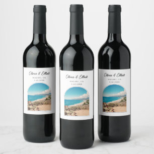 Personligen Malibu Wedding Favor Vinflaska Etikett