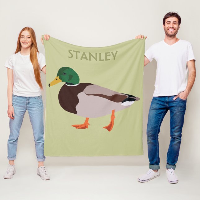 Personligen Mallard Anka Realistic Illustration Fleecefilt (På plats)