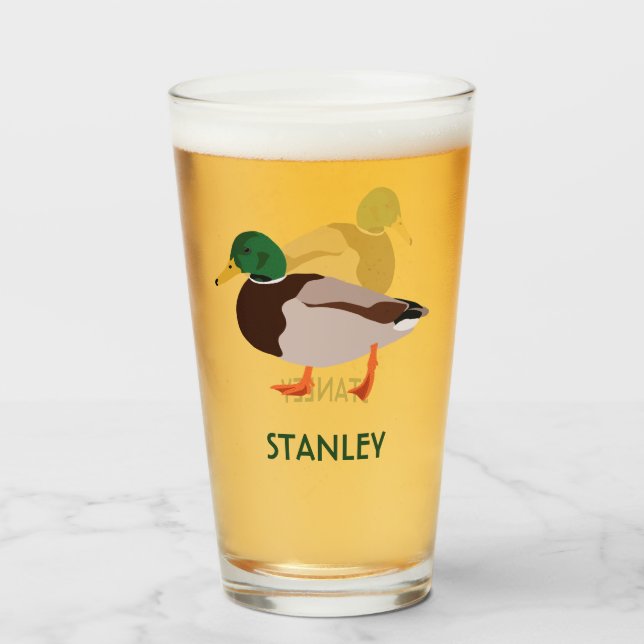 Personligen Mallard Anka Realistic Illustration Glaskopp (Framsida fylld)