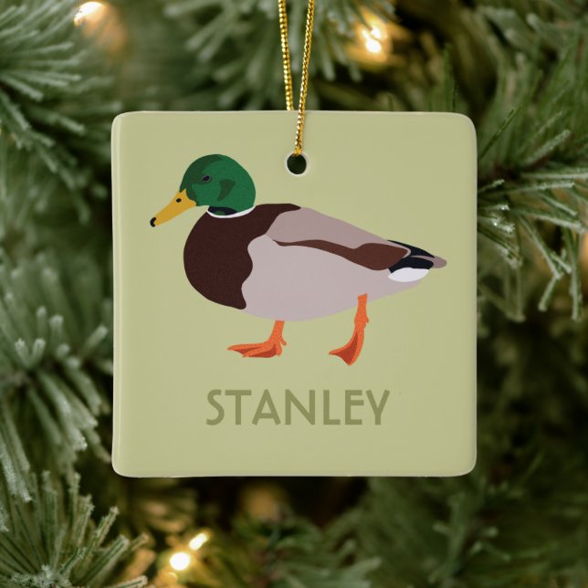 Personligen Mallard Anka Realistic Illustration Julgransprydnad Keramik (Träd)