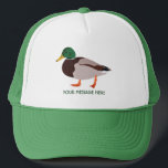 Personligen Mallard Anka Realistic Illustration Keps<br><div class="desc">Skapa en personlig som är perfekt för fågel älskare när du lägger till deras namn eller ditt eget anpassningsbar till den här lastbilschauffören. Den har en realistisk illustration av en manlig gräsänder anka i grönt och brun med namn eller annan text som samordnar gröntens text.</div>