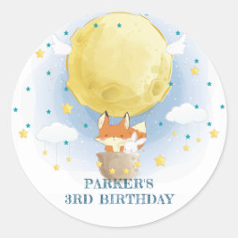 Personligen måne Luft Balloon, födelsedag Runt Klistermärke