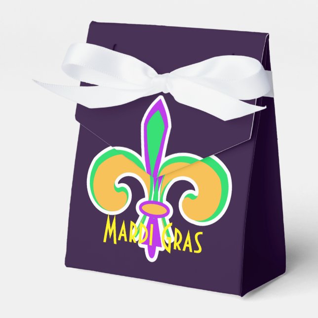 Personligen Mardi Gras Färg Fleur De Lis Party Presentaskar (Framsidan Sidan)