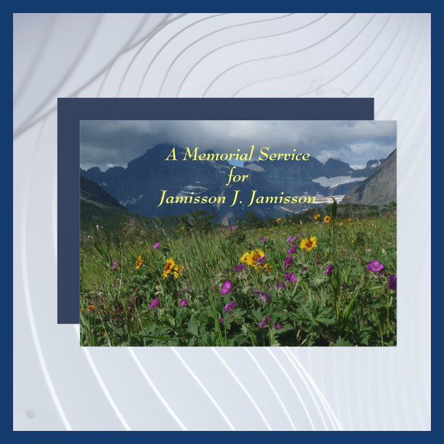Personligen Memorial Service Mountain Wildblommor Inbjudningar (Skapare uppladdad)