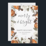 Personligen Merry & Bright Rustic Citrus Gräs Julkort<br><div class="desc">Lush rustik,  jordtorkad citrusfrukt och grå med gräs,  torkad löv och torkade orangar samt färgad. Ett lust och livligt modernt stil med bränd citrusfrukt,  löv och blommigtar av orange. En modern,  rustik boho stil för helgdagarna.</div>
