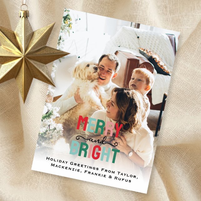 Personligen Merry och Bright Photo Julkort (Merry and Bright Photo Personalized Holiday Card
by Ricaso. Add your own photograph and text)