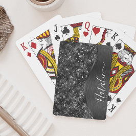 Personligen Metallic Black Glitter Casinokort
