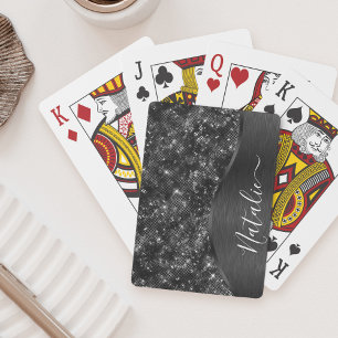 Personligen Metallic Black Glitter Casinokort