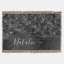 Personligen Metallic Black Glitter Filt