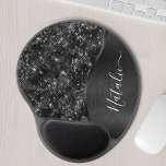 Personligen Metallic Black Glitter Gel Musmatta<br><div class="desc">Anpassa enkelt det svarta borstat metall och den glamorösa faux-musmattan i glitter med eget namn.</div>