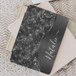 Personligen Metallic Black Glitter iPad Mini Skydd<br><div class="desc">Anpassa enkelt detta svarta borstat metall och glamorös faux glitter med ditt eget namn ipad cover.</div>