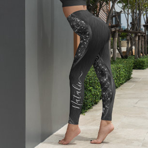 Personligen Metallic Black Glitter Leggings