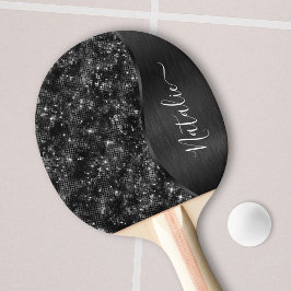 Personligen Metallic Black Glitter Pingisracket