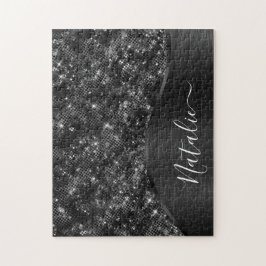 Personligen Metallic Black Glitter Pussel