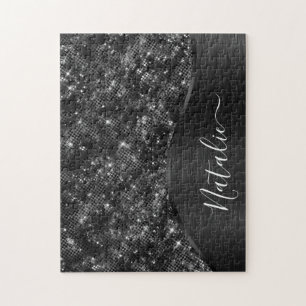 Personligen Metallic Black Glitter Pussel