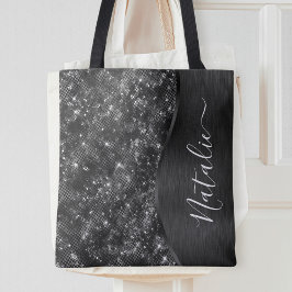 Personligen Metallic Black Glitter Tygkasse