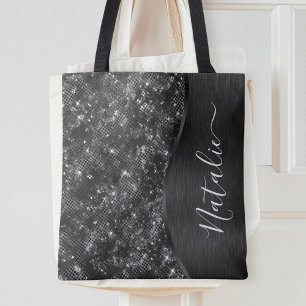 Personligen Metallic Black Glitter Tygkasse