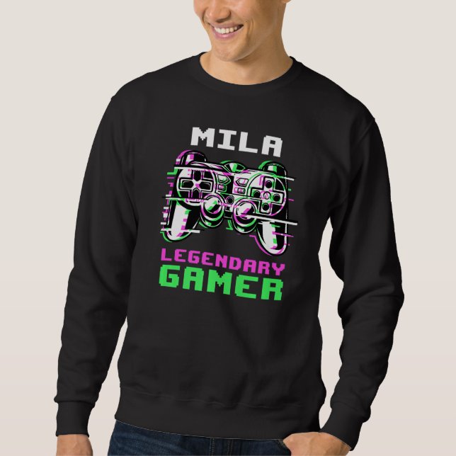 Personligen Mila Legendary Gamer Lång Ärmad Tröja (Framsida)