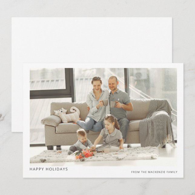 Personligen Minimal modern fototext under jul Julkort (Fram/baksida)