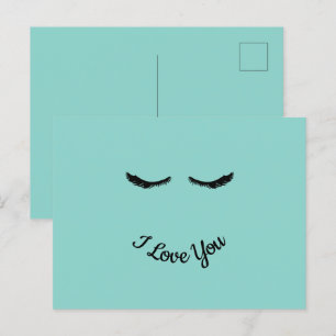 Personligen Mint Black Eyelash Glam Vykort