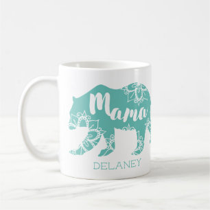 Personligen Mint för Mamma Bear Rustic Land Blomm Kaffemugg
