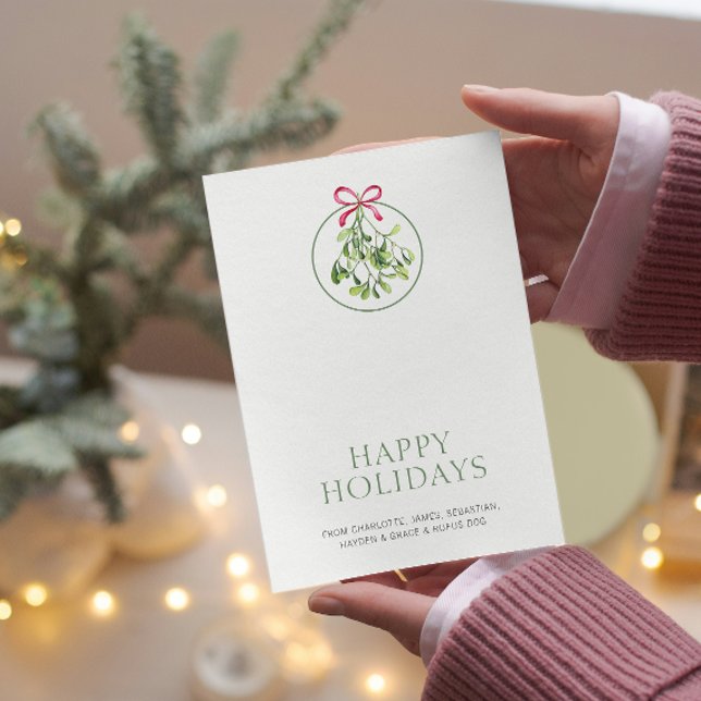 Personligen Mistletoe Thmet-Julen Julkort (Mistletoe Themed Christmas Personalized Holiday Cards from Ricaso. Elegant, simple holiday greetings)
