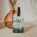 Personligen Misty Forest Bagagebricka<br><div class="desc">Vattenfärgsmistskog som målar eget namnresetagg.</div>