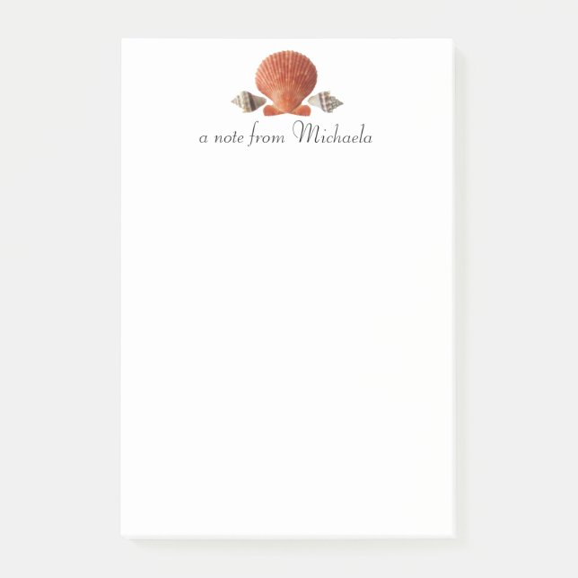Personligen Modern Beach Seashells Post-it Block (Framsida)
