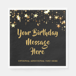 Personligen Modern Birthday Black Guld Stars Pappersservett