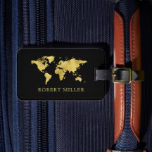 Personligen Modern Black and Guld World Map