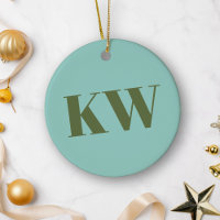 Personligen Modern Blue Grönt Monogram Initialer