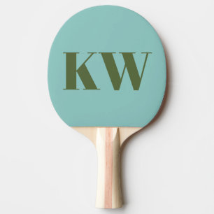 Personligen Modern Blue Grönt Monogram Initialer Pingisracket