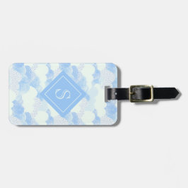 Personligen Modern Blue Rain Clouds Monogram Bagagebricka