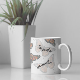 Personligen Modern botaniska fjärilar Kaffemugg
