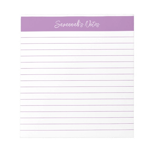 Personligen Modern Classic Lavender Script Anteckningsblock (Framsida)