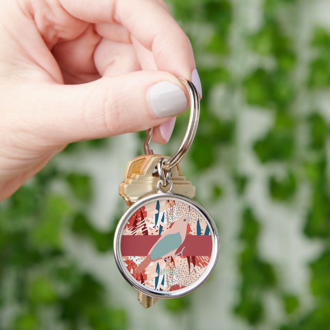 Personligen Modern Girly Cute Rund Silverfärgad Nyckelring (Hand)
