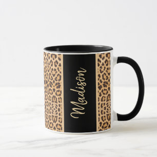 Personligen Modern Leopard Print Black Mugg