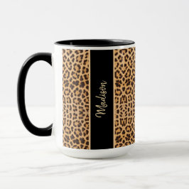 Personligen Modern Leopard Print Black Mugg