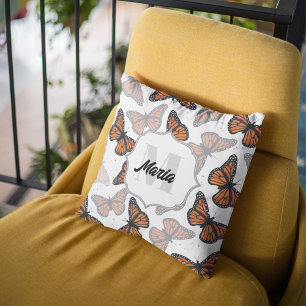 Personligen Modern Monogram Butterflies Kudde