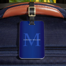 Personligen Modern Navy Blue Monogram Bagagebricka