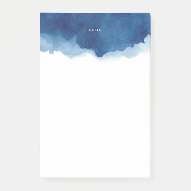 Personligen Modern Navy Blue Watercolor Stänk Post-it Block (Framsida)
