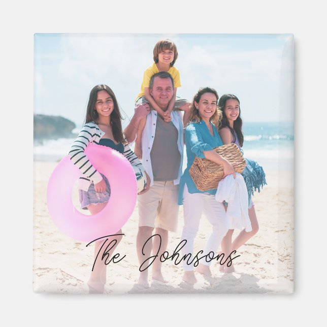 Personligen Modern Photo Namn i familjedagen Magnet (Framsidan)