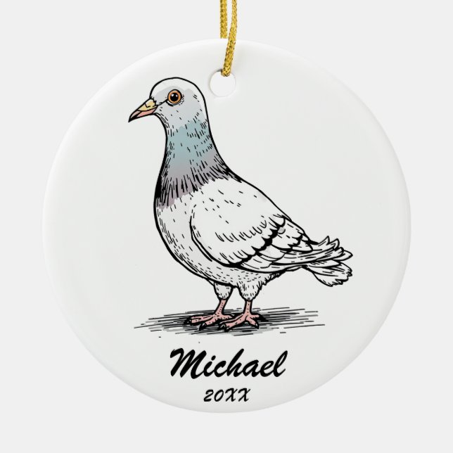 Personligen Modern Pigeon-julafton Julgransprydnad Keramik (Framsidan)