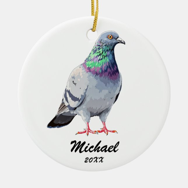 Personligen Modern Pigeon-julafton Julgransprydnad Keramik (Framsidan)