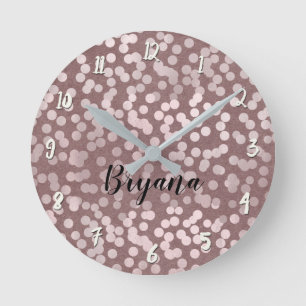 Personligen Modern Ro Guld Rosa Confetti Dots Rund Klocka