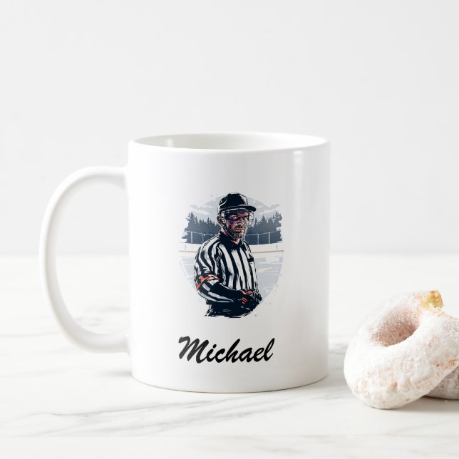 Personligen Modern Trendig Ice Hockey Referee  Kaffemugg (Med munk)